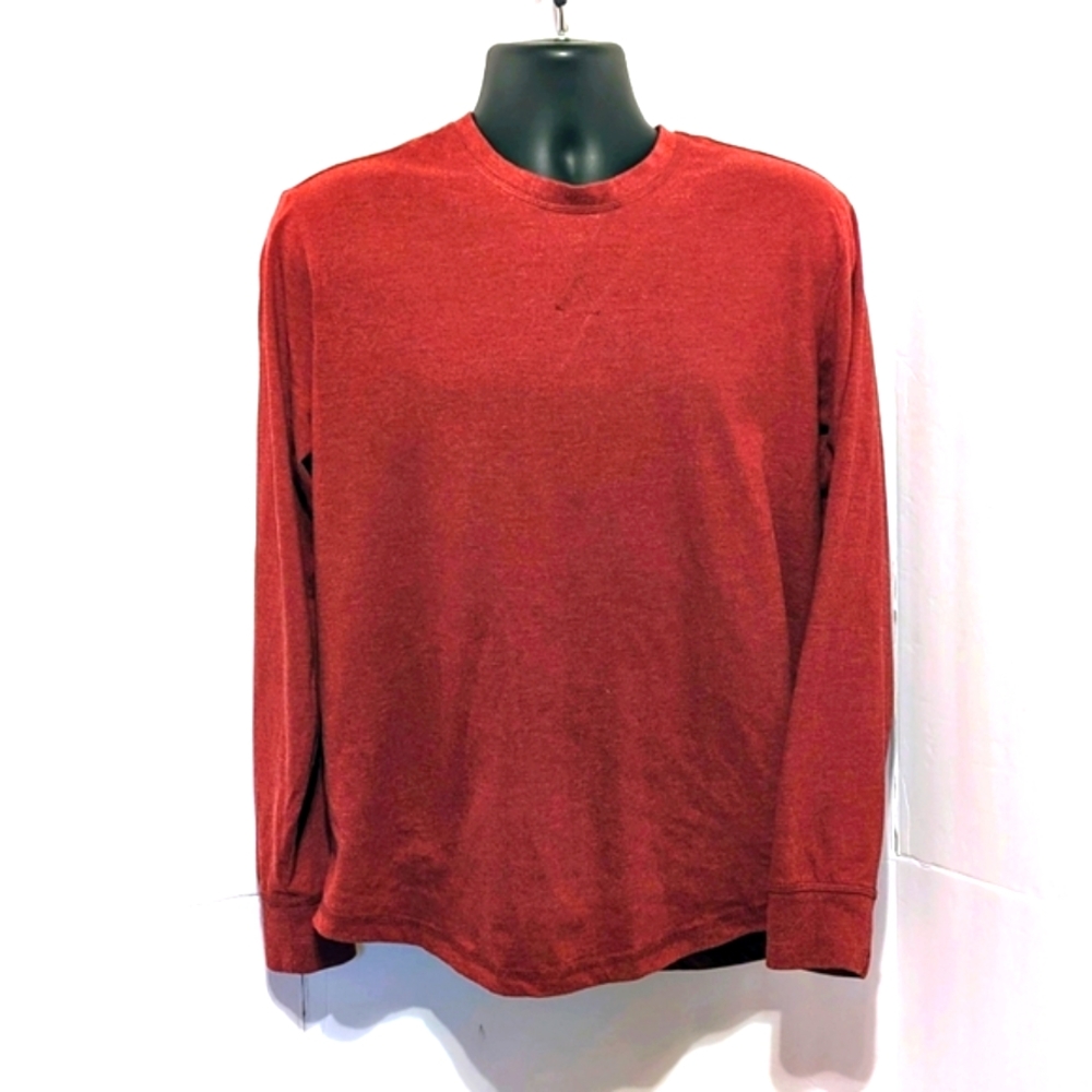 Weatherproof Long Sleeve Jersey Crew Shirt for Men in Burgundy Large